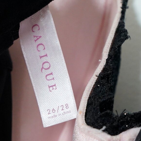 Cacique Black Mesh Embroidered Baby Doll Full Cup Nightie - Picture 9 of 9